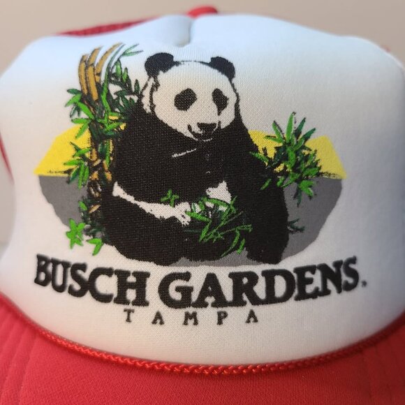 Vintage 90s Trucker Hat Busch Gardens Tampa Screen Printed Mesh Adjustable Hat - Picture 2 of 8
